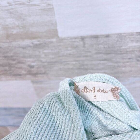 ALTAR'D STATE Ruffle Smocked Waist Wrap Top Light Green Womens Small - Picture 5 of 7